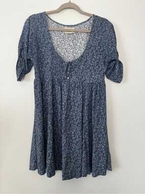 Denim & Supply Ralph Lauren Mini Dress Ditsy Floral Blue White Babydoll Sz XS